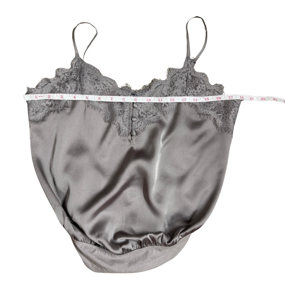 Abercrombie & Fitch Muted Lilac Cami Bodysuit Lace Romantic Eyelash Snap Button - Picture 6 of 8